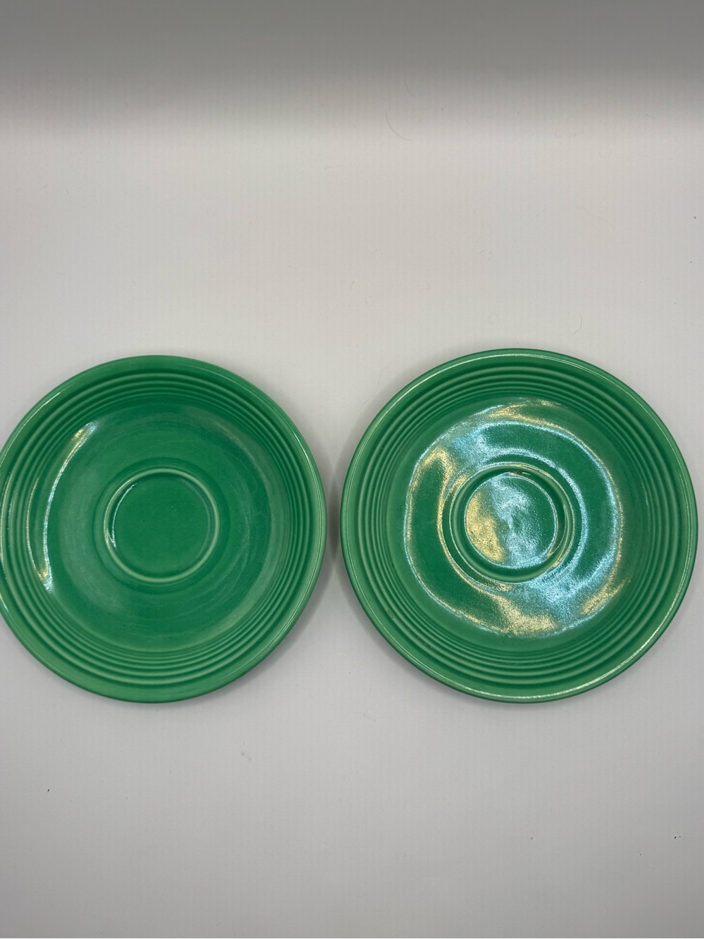 2 Vintage Fiesta Ware Original Light Green Saucers Saucer Plates Genuine HLC US